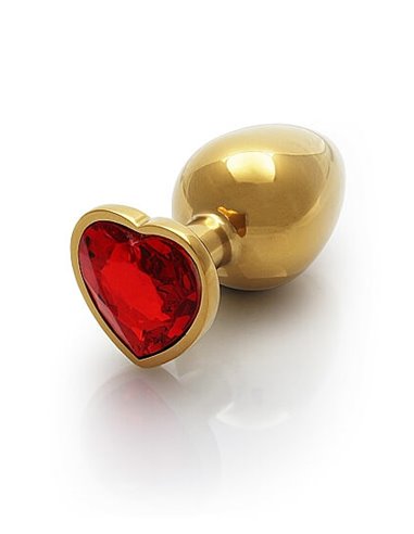 Ouch Heart gem butt plug medium Gold Ruby red