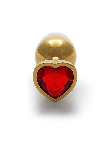 Ouch Heart gem butt plug Small Gold Ruby red