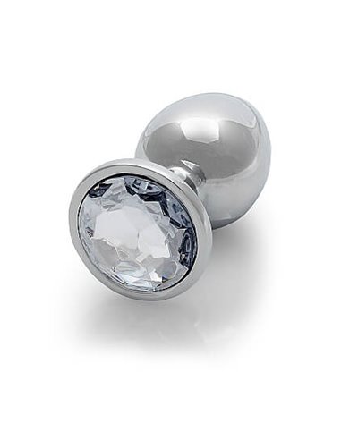 Ouch Round gem butt plug large Silver Diamond