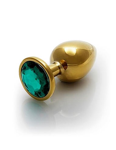 Ouch Round gem butt plug large Gold Emerald Green