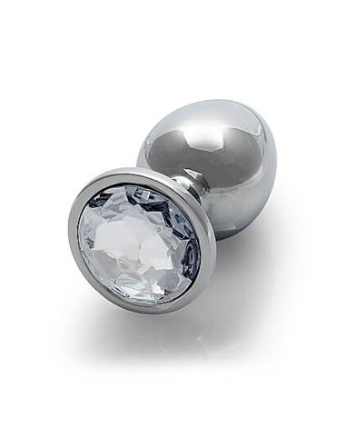 Ouch Round gem butt plug Medium Silver Diamond