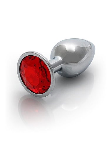 Ouch Round gem butt plug Small Silver Ruby red
