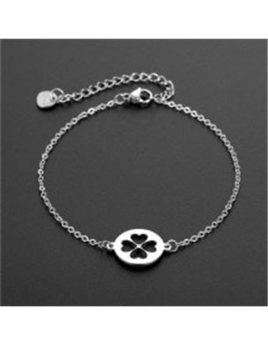 Stainless steel bracelet Four-leaf clover