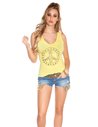 Sexy Top with Peace Print and backfree Yellow