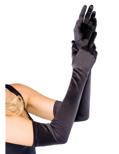 Leg Avenue Extra Long Satin Gloves Black