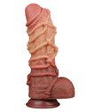 LoveToy - Extreme Dildo with Rope Pattern 26.5 cm - Brown & Nude